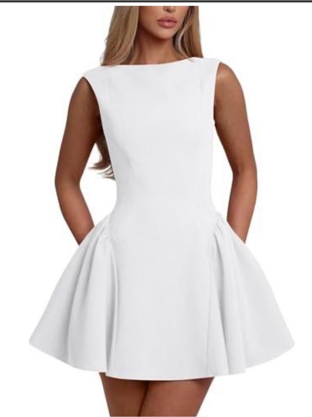 Sleeveless Midi Dress in White